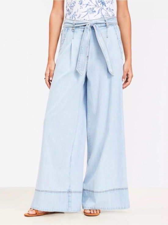 LOFT Pants - Loft Chambray Belted Wide Leg Pants